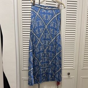 Sandro Blue Patterned Midi Skirt